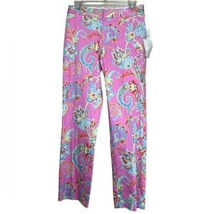 NWT Ralph Lauren pink blue yellow orange paisley floral ankle pants size 2